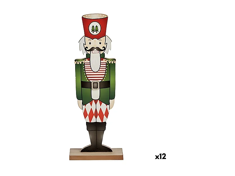 Figurine Décorative Casse-Noisette Noir Rouge Vert Bois 8 x 40 x 15 cm (12 Unités)