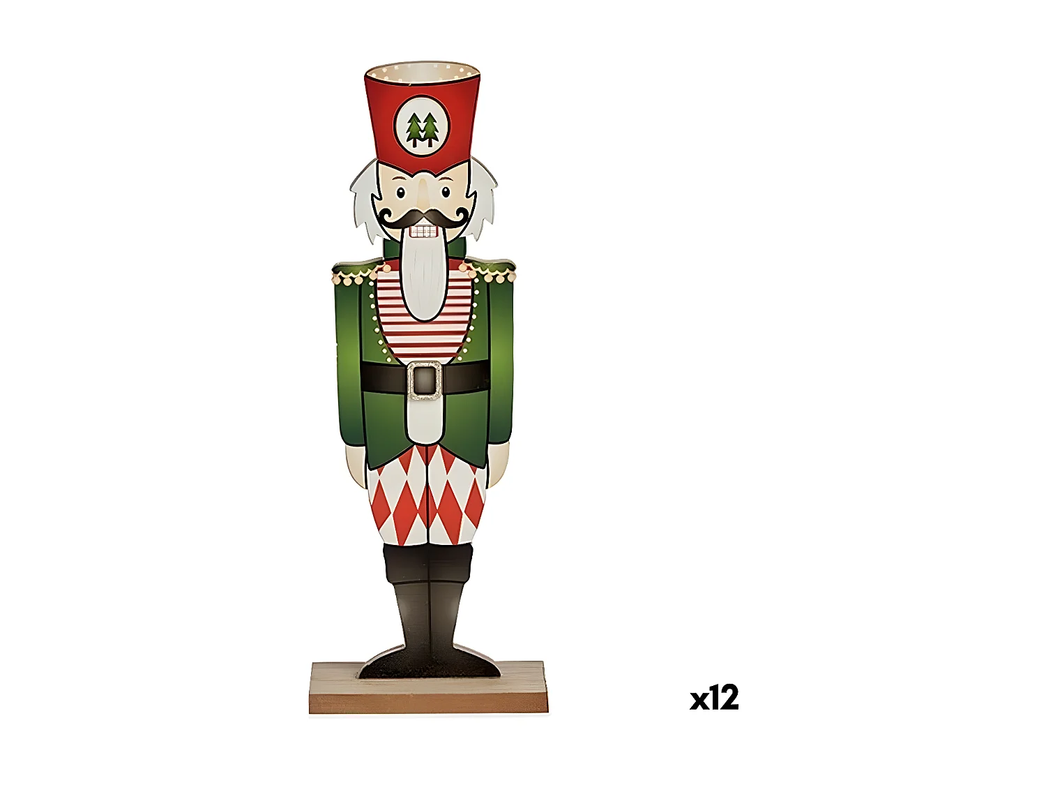 Figurine Décorative Casse-Noisette Noir Rouge Vert Bois 8 x 40 x 15 cm (12 Unités)