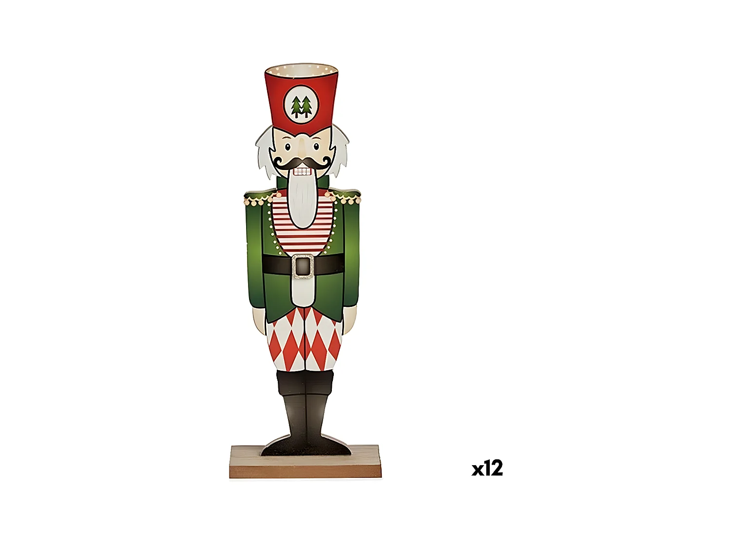 Figurine Décorative Casse-Noisette Noir Rouge Vert Bois 8 x 40 x 15 cm (12 Unités)