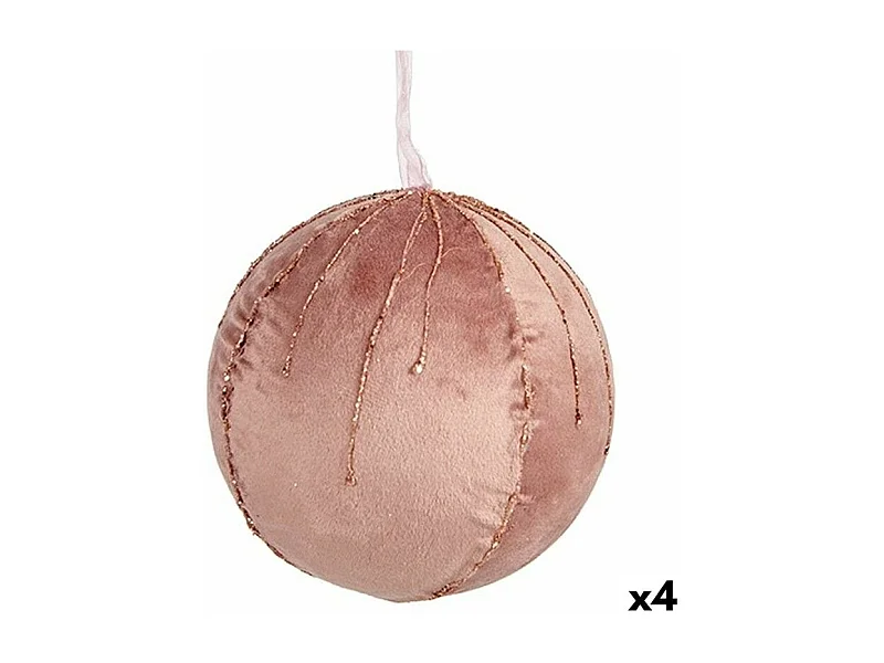 Set di palline di Natale in poliestere rosa 12 x 12 x 12 cm (4 unità)