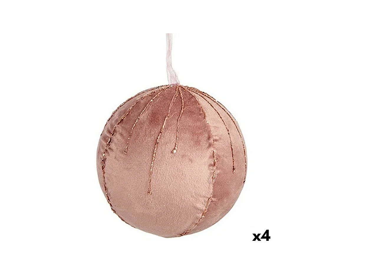 Set di palline di Natale in poliestere rosa 12 x 12 x 12 cm (4 unità)