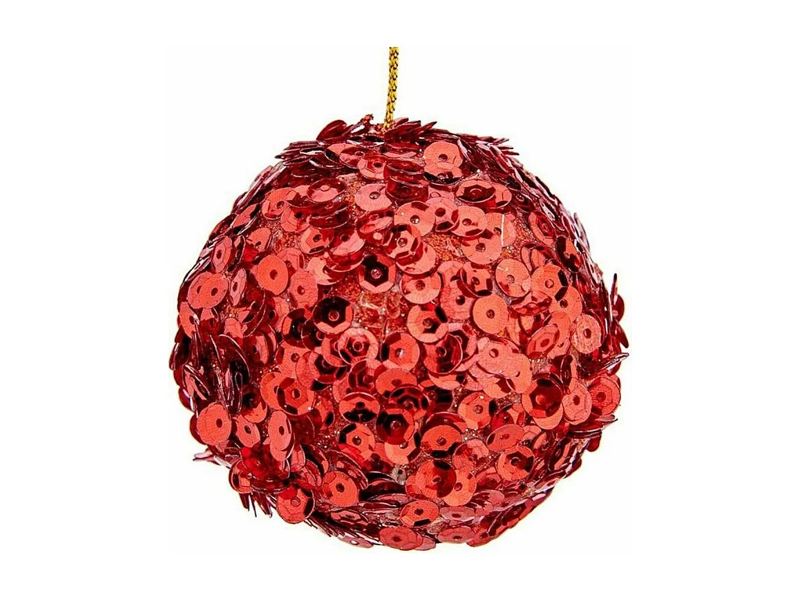 Set di palline di Natale in plastica rosse con paillettes 10 x 10 x 10 cm (8 pezzi)