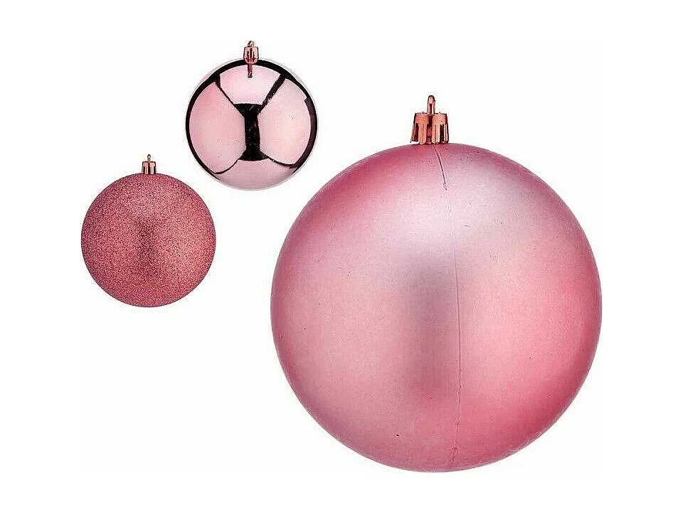 Lot de boules de Noël Rose Plastique 12 x 13 x 12 cm (6 Unités)