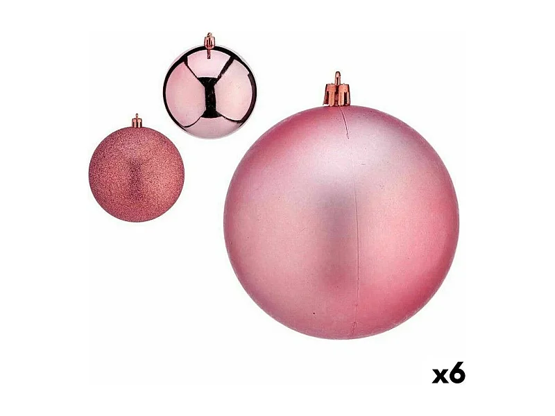 Set di palline di Natale rosa in plastica 12 x 13 x 12 cm (6 pezzi)