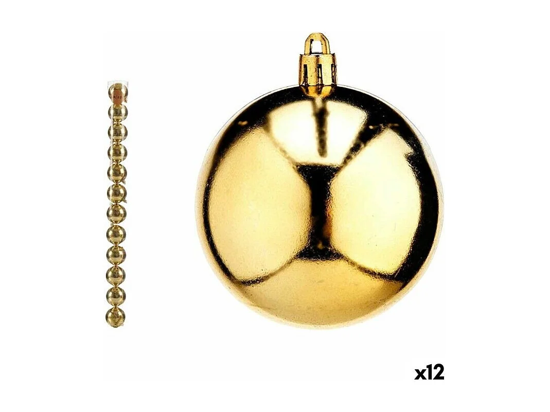 Lot de boules de Noël Doré PVC Ø 7 cm (12 Unités)