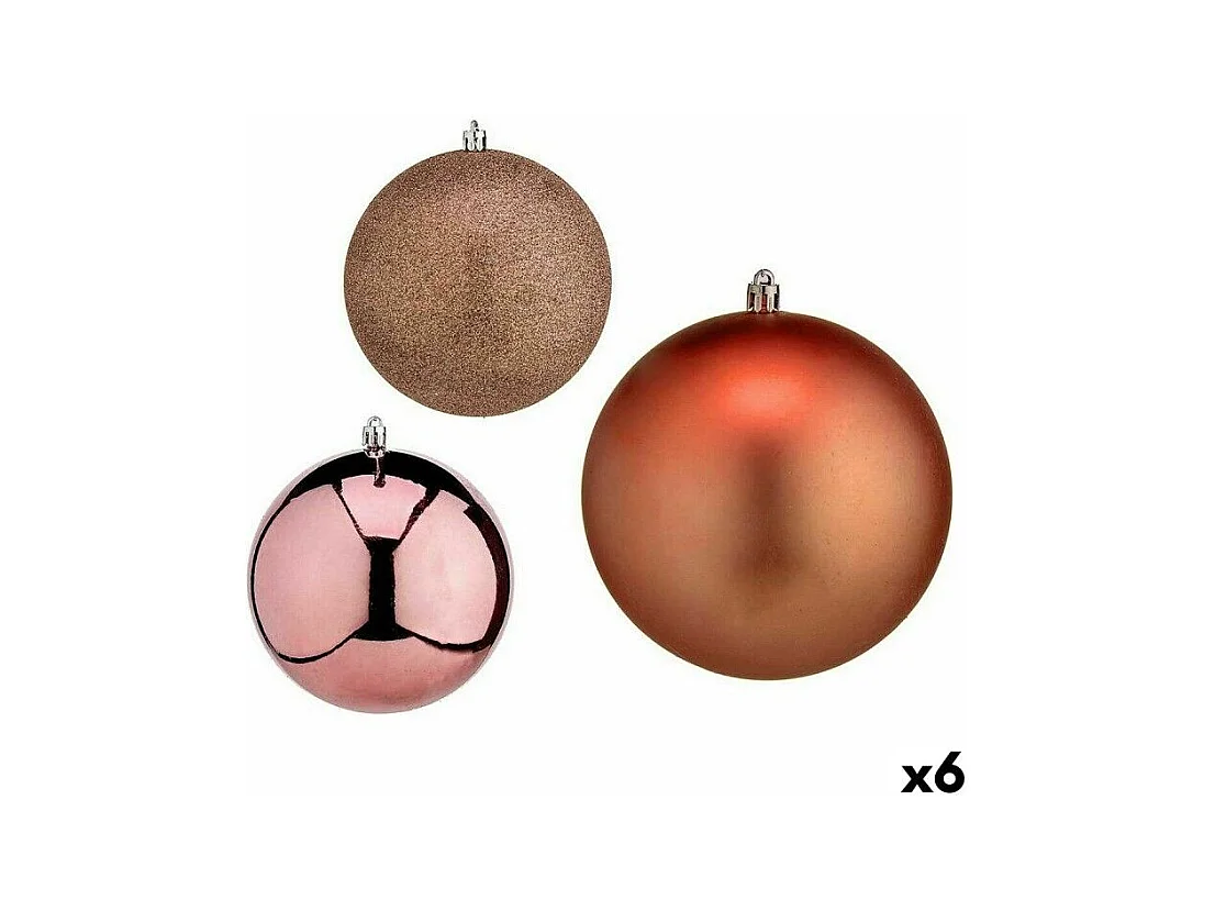 Set di palline di Natale in plastica color rame 12 x 13 x 12 cm (6 pezzi)