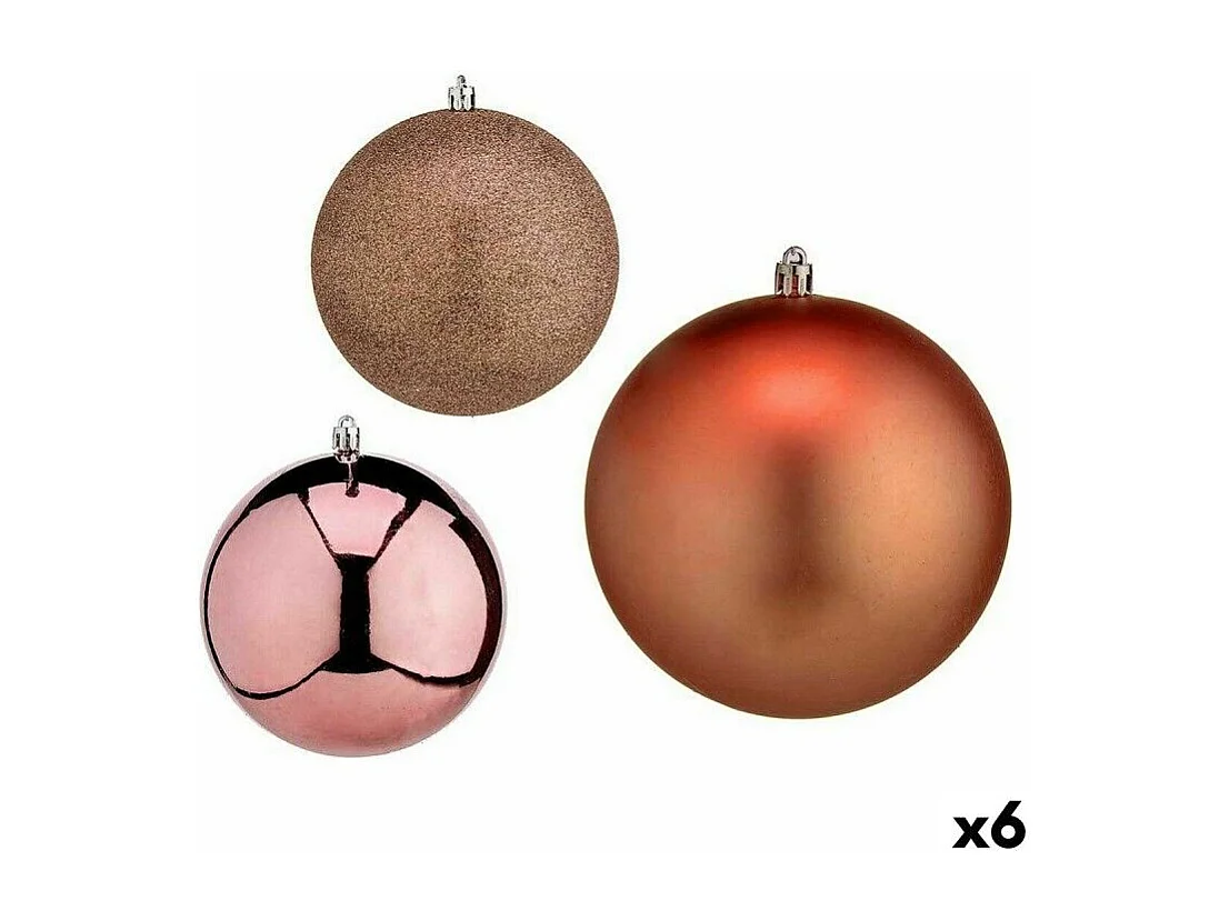 Set di palline di Natale in plastica color rame 12 x 13 x 12 cm (6 pezzi)