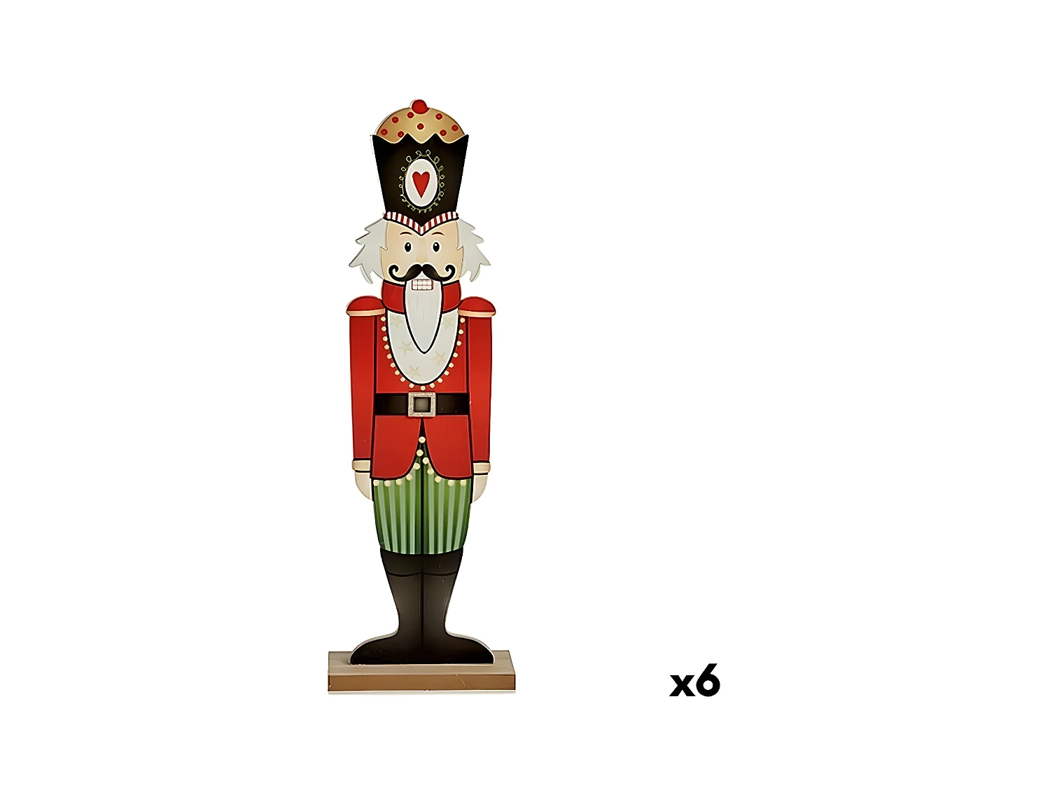 Figurine Décorative Casse-Noisette Blanc Noir Rouge Vert Bois 10 x 60 x 19 cm (6 Unités)