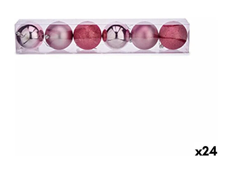 Set di palline di Natale rosa in plastica Ø 8 cm (24 pezzi)
