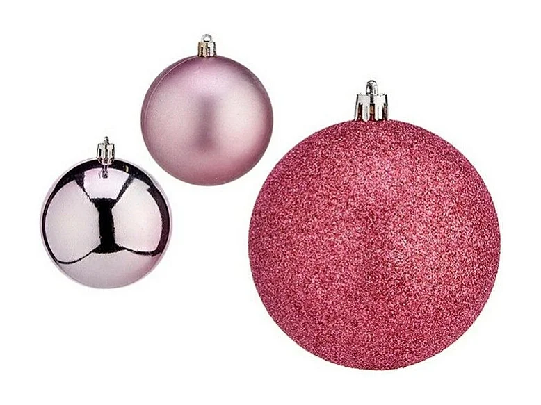Lot de boules de Noël Rose Plastique Ø 8 cm (24 Unités)