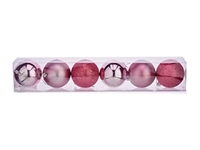 Lot de boules de Noël Rose Plastique Ø 8 cm (24 Unités)