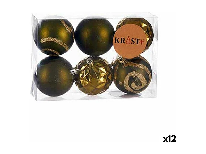 Lot de boules de Noël Vert Plastique Ø 6 cm (12 Unités)