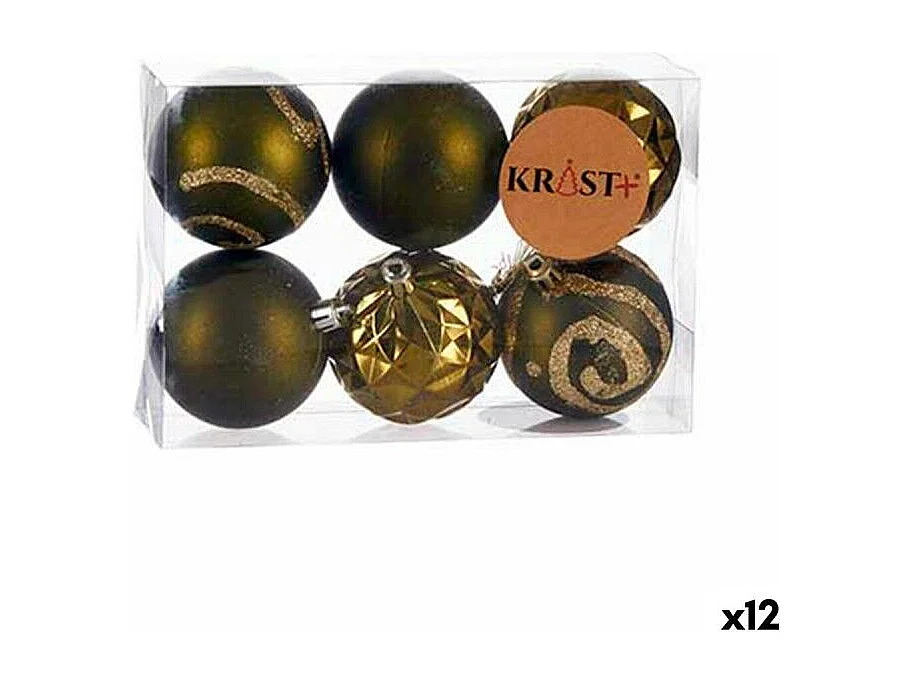 Lot de boules de Noël Vert Plastique Ø 6 cm (12 Unités)
