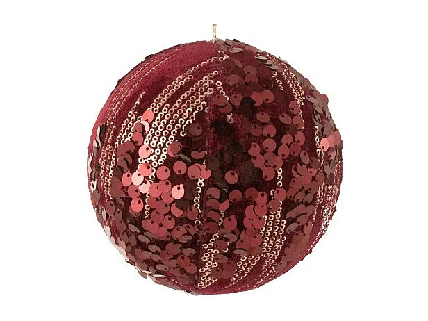 Palla di Natale con paillettes in resina Bordeaux 12x12x12 cm