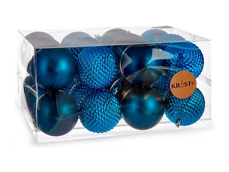 Lot de boules de Noël Bleu Plastique Ø 8 cm (6 Unités)
