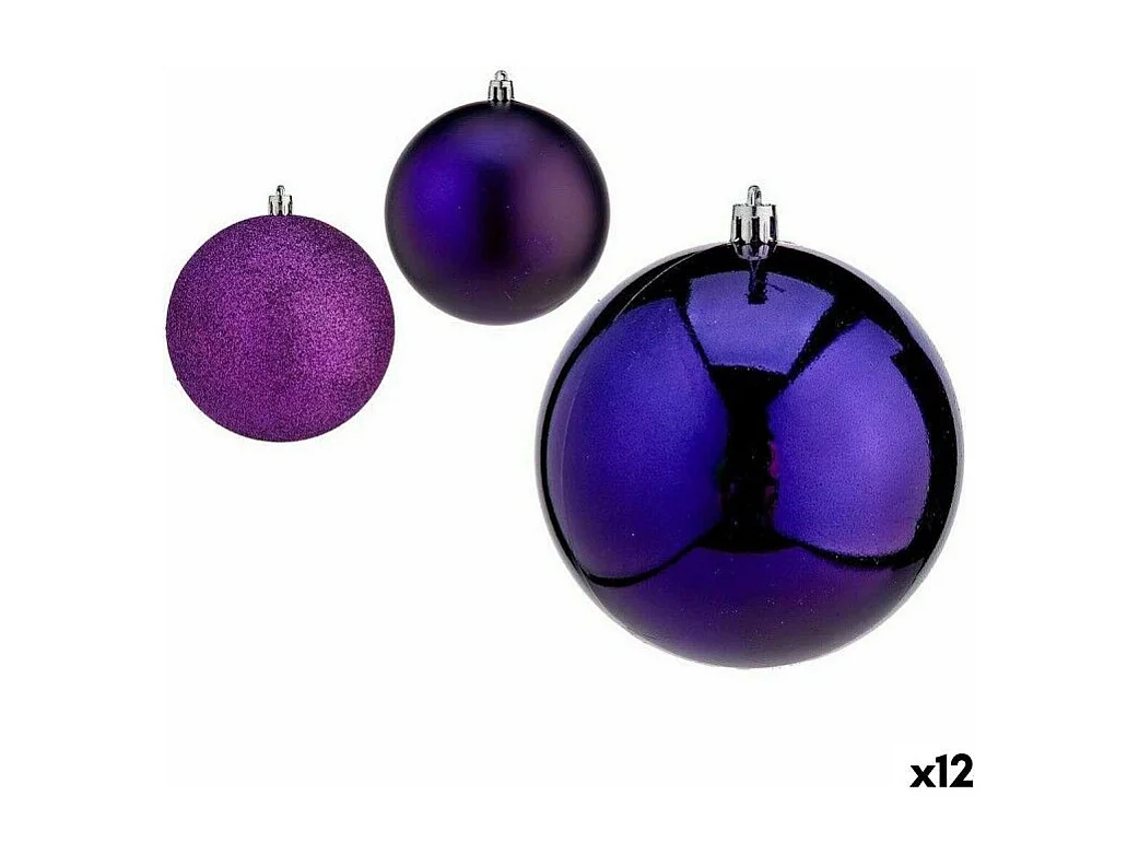 Lot de boules de Noël Violet Plastique 10 x 11 x 10 cm (12 Unités)