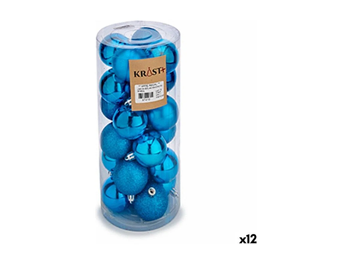 Lot de boules de Noël Bleu Plastique 5 x 6 x 5 cm (12 Unités)