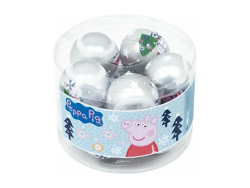 Boule de Noël Peppa Pig Cosy corner Argenté 10 Unités Plastique (Ø 6 cm)