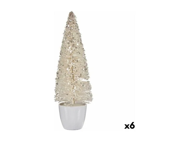 Figurine Décorative Sapin de Noël Blanc Plastique 10 x 33 x 10 cm (6 Unités)