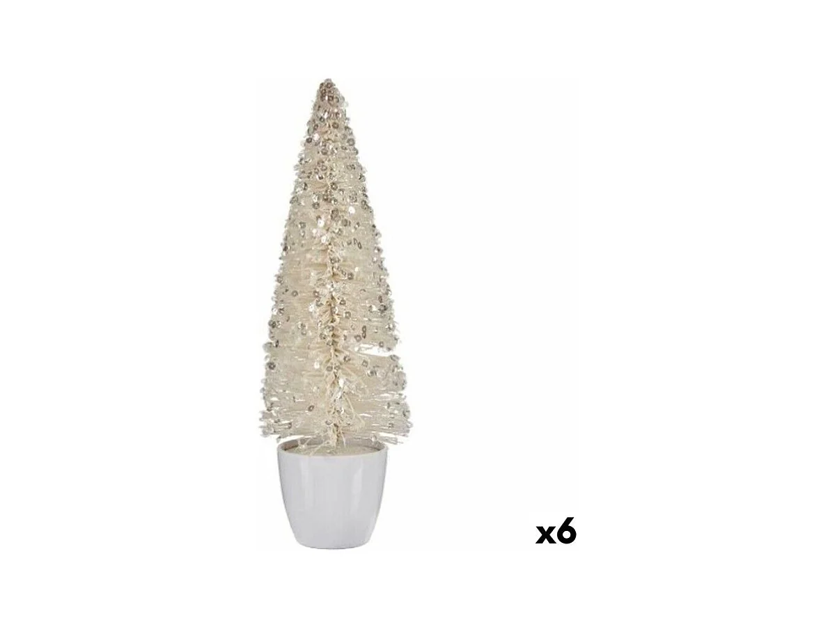 Figurine Décorative Sapin de Noël Blanc Plastique 10 x 33 x 10 cm (6 Unités)