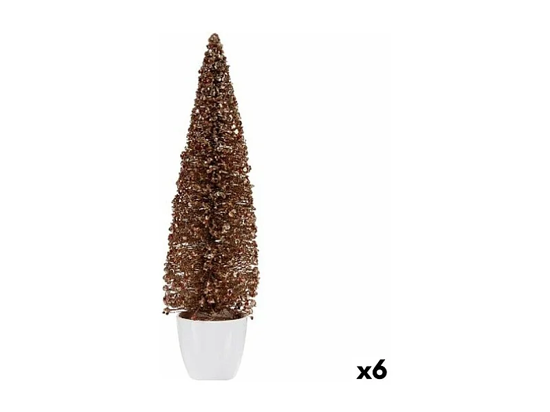 Figurine Décorative Sapin de Noël Bronze Doré Plastique 10 x 38 x 10 cm (6 Unités)