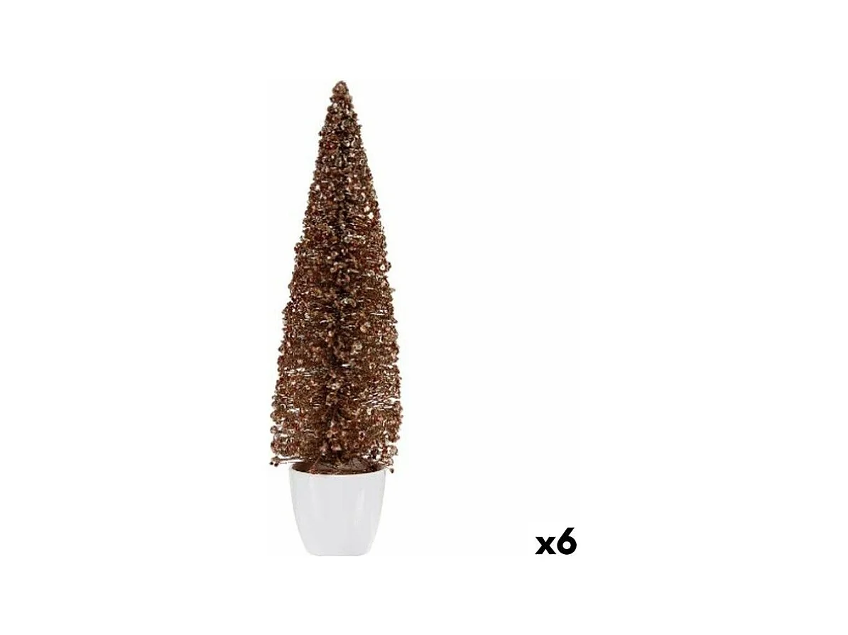 Statuina decorativa Abete di Natale in bronzo dorato in plastica 10 x 38 x 10 cm (6 unità)
