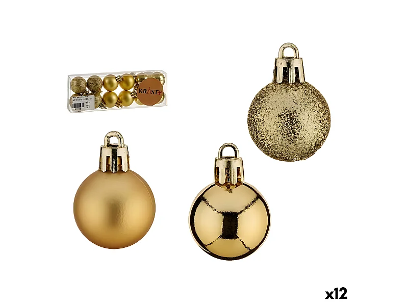 Lot de boules de Noël Doré PVC Ø 3 cm (12 Unités)