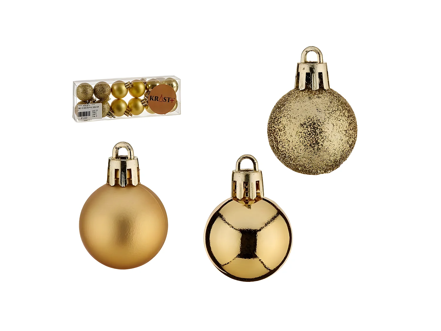 Lot de boules de Noël Doré PVC Ø 3 cm (12 Unités)