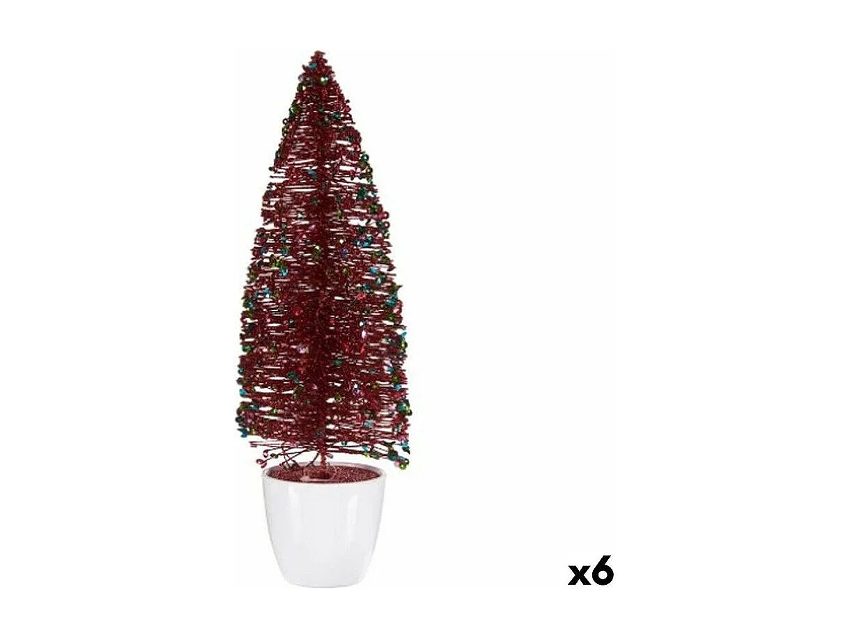 Figurine Décorative Sapin de Noël Rouge Plastique 10 x 33 x 10 cm (6 Unités)