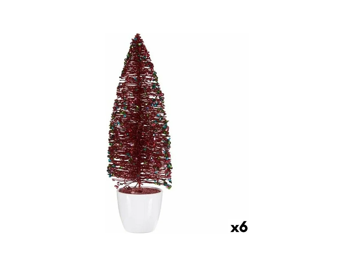 Figurine Décorative Sapin de Noël Rouge Plastique 10 x 33 x 10 cm (6 Unités)
