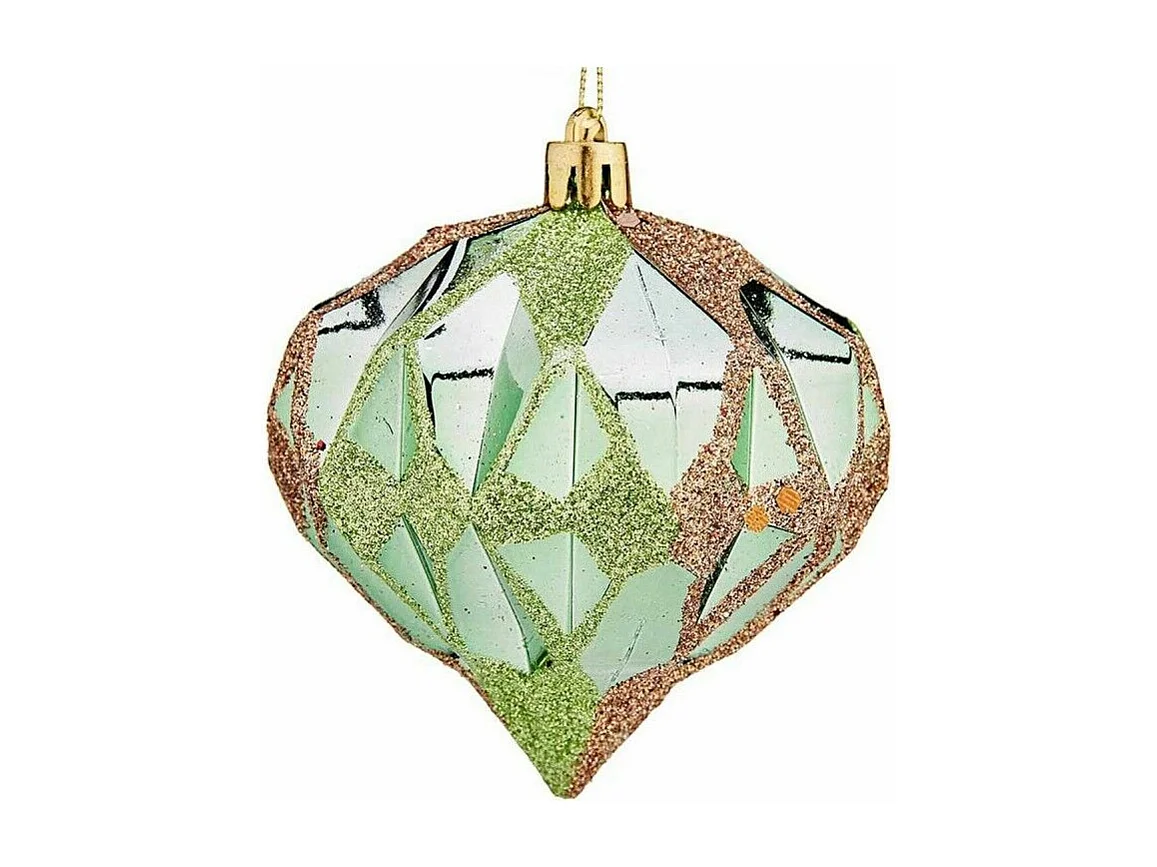 Lot de boules de Noël Diamant Vert Plastique 8 x 9 x 8 cm (12 Unités)