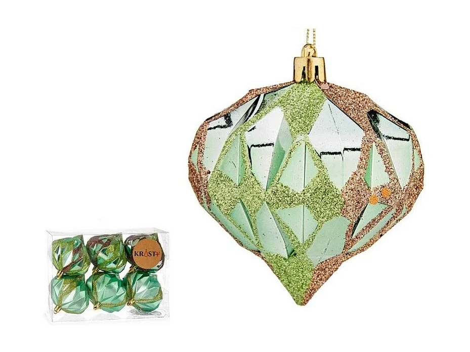 Lot de boules de Noël Diamant Vert Plastique 8 x 9 x 8 cm (12 Unités)