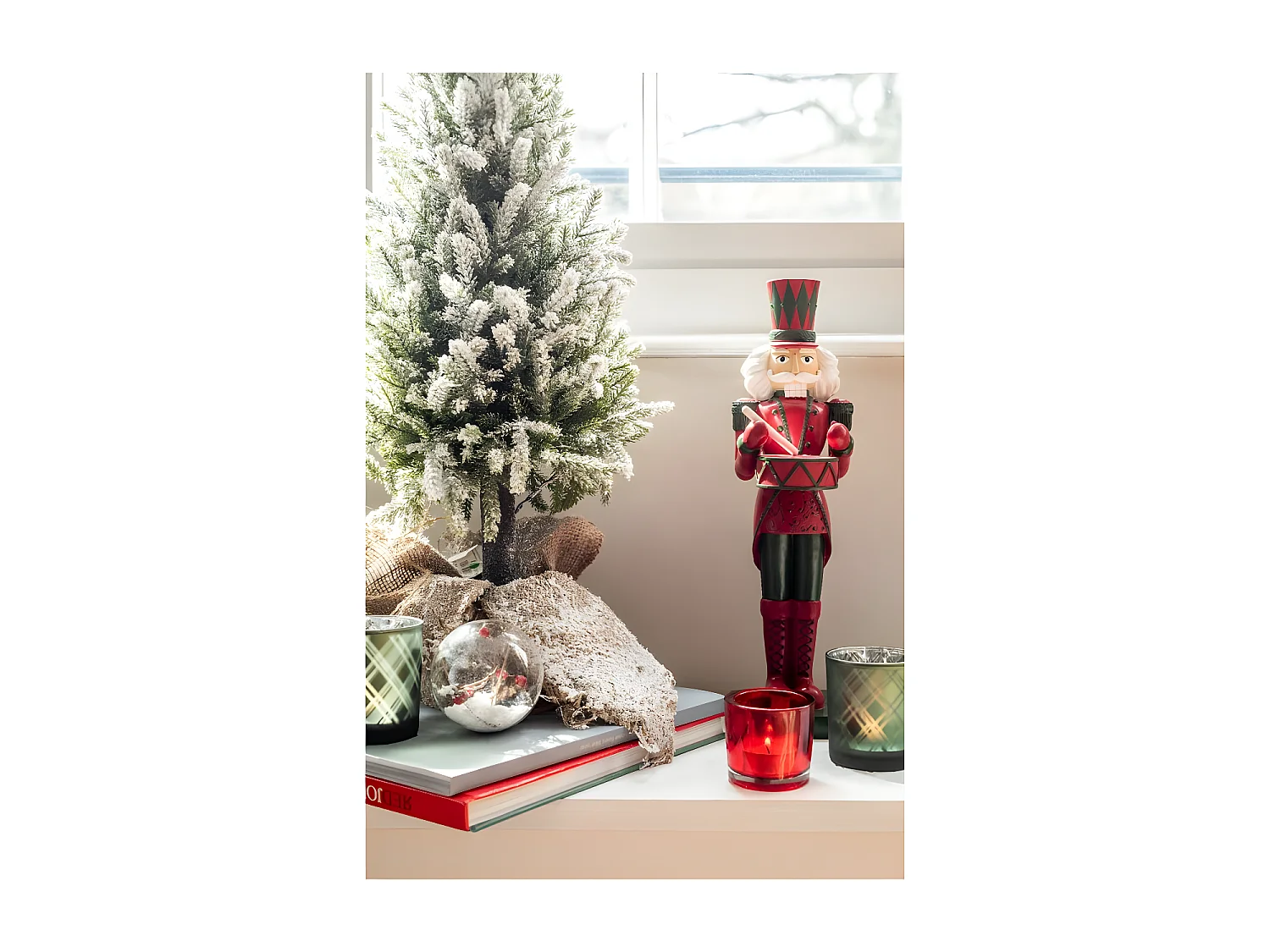 Albero di Natale decorativo a led in plastica verde 29x29x58 cm