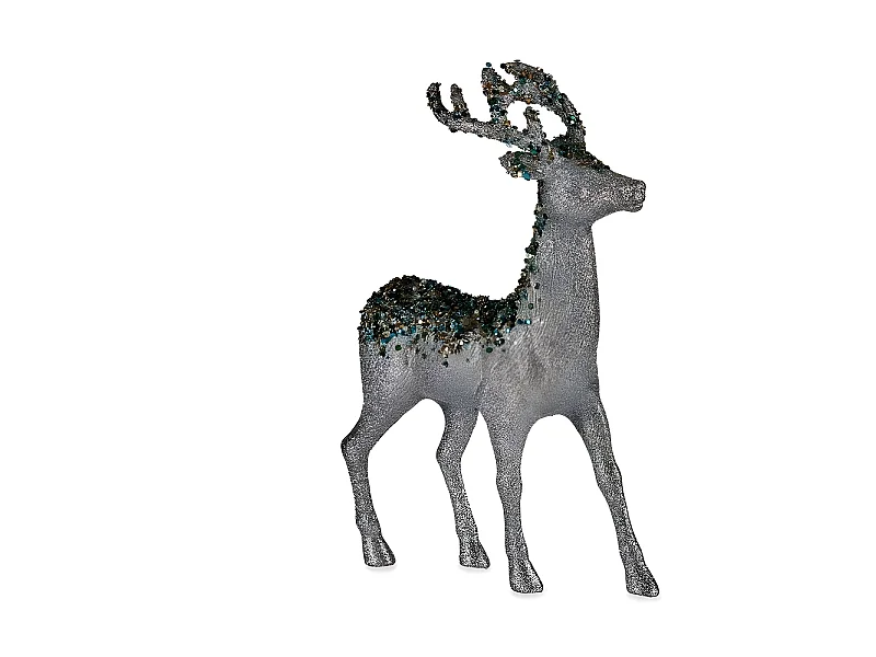 Décoration Moyen Renne 15 x 45 x 30 cm Argenté Bleu Doré Plastique