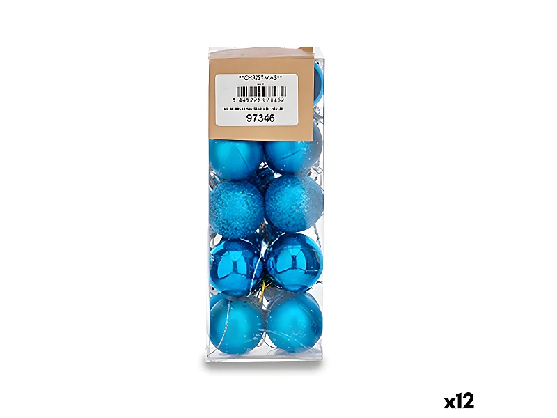 Lot de boules de Noël Ø 3 cm Bleu Plastique (12 Unités)