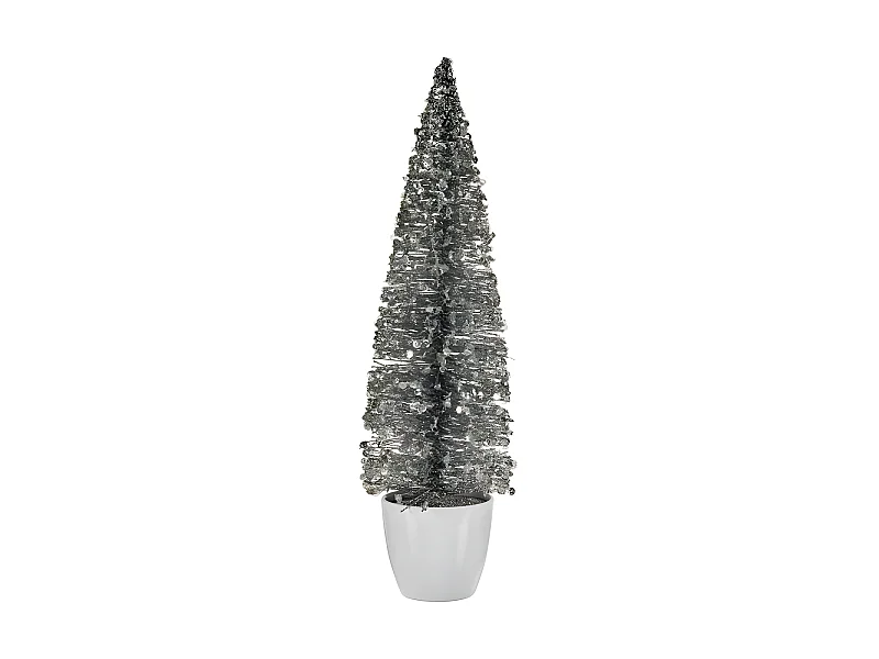 Sapin de Noël Grand 10 x 38 x 10 cm Argenté Blanc Plastique