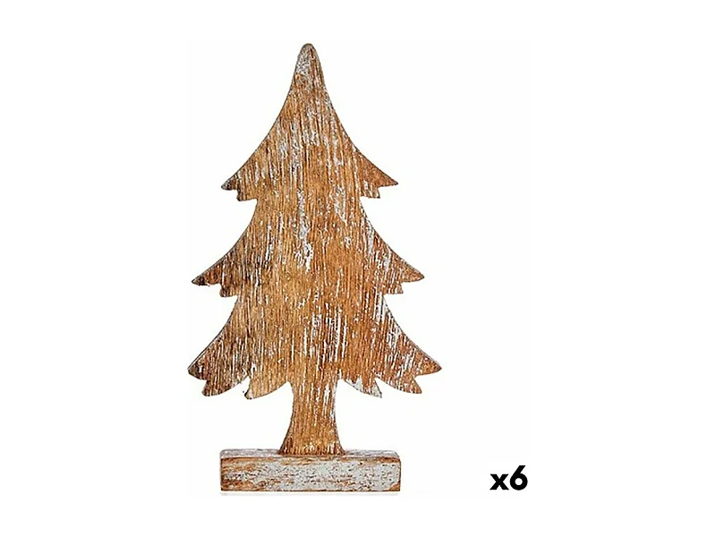 Figurine Décorative Sapin de Noël Argenté Bois 5 x 31 x 15 cm (6 Unités)