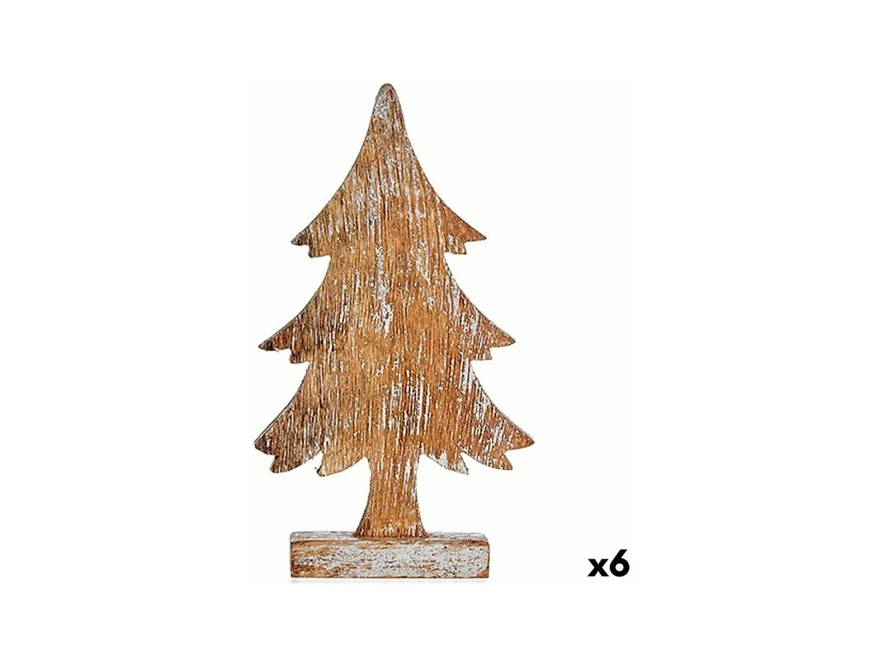 Figurine Décorative Sapin de Noël Argenté Bois 5 x 31 x 15 cm (6 Unités)
