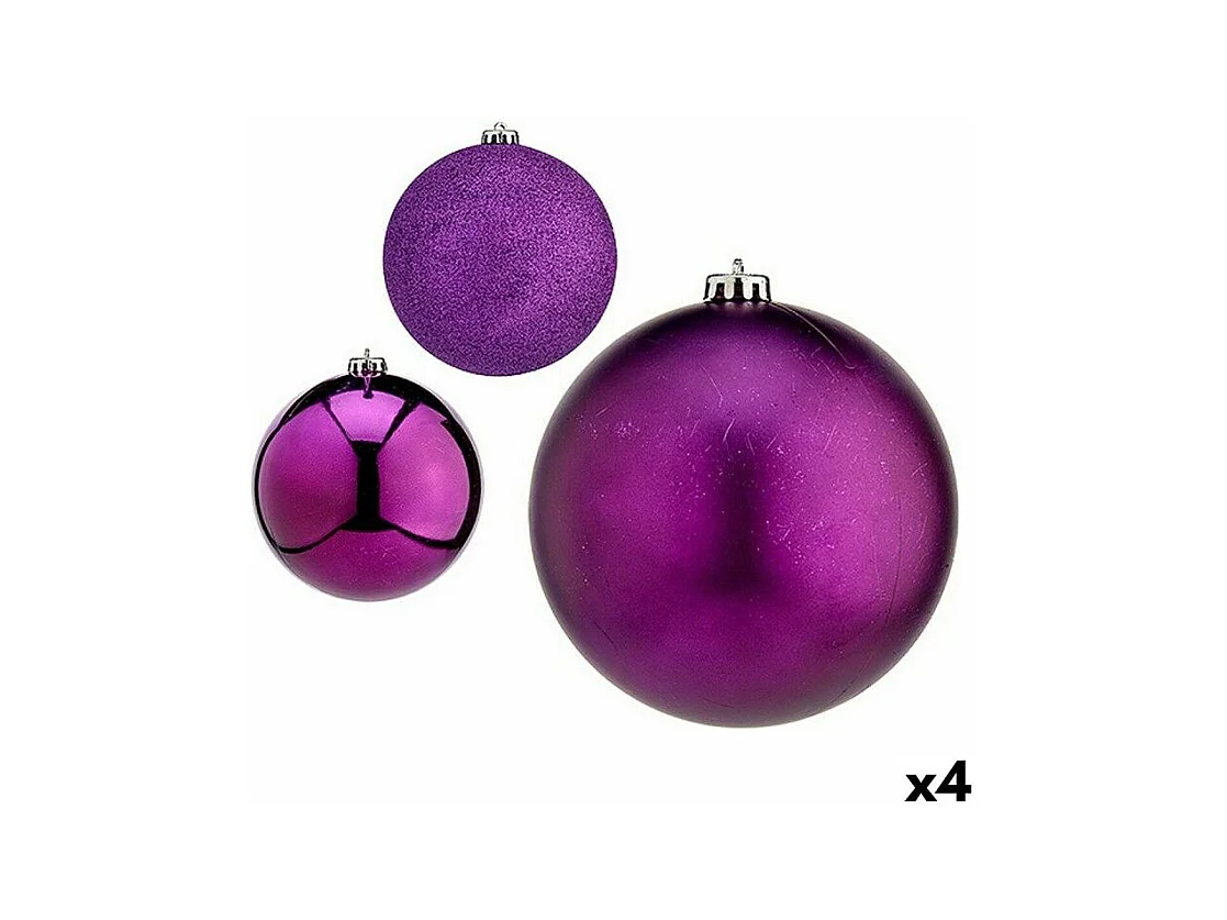 Lot de boules de Noël Violet Plastique Ø 15 cm (4 Unités)