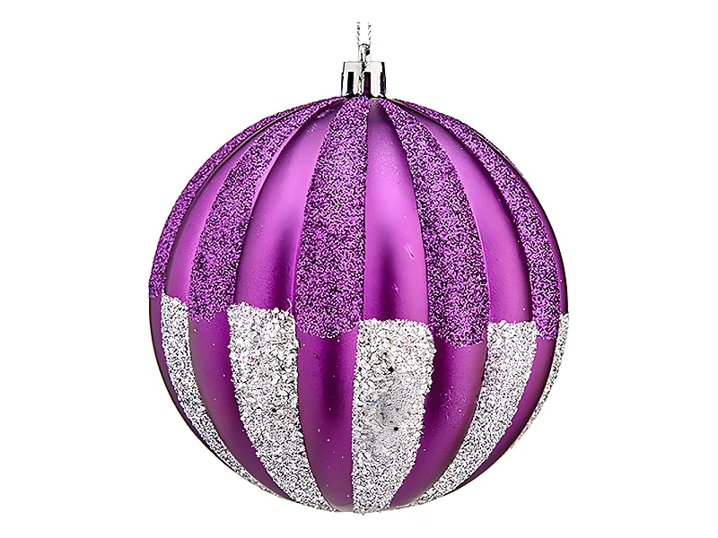 Boules de Noël Ø 10 cm Argenté Violet PVC