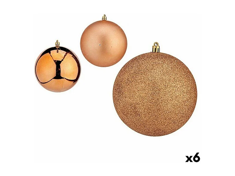 Lot de boules de Noël Cuivre Plastique 12 x 13 x 12 cm (6 Unités)
