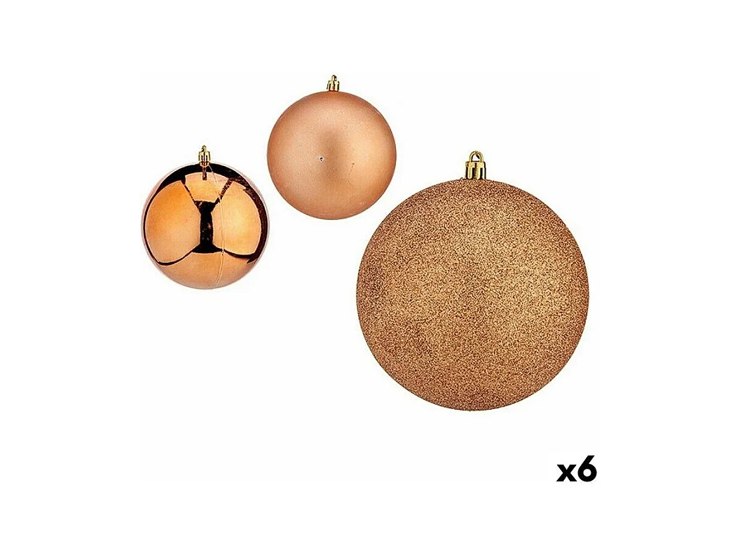 Set di palline di Natale in plastica color rame 12 x 13 x 12 cm (6 pezzi)
