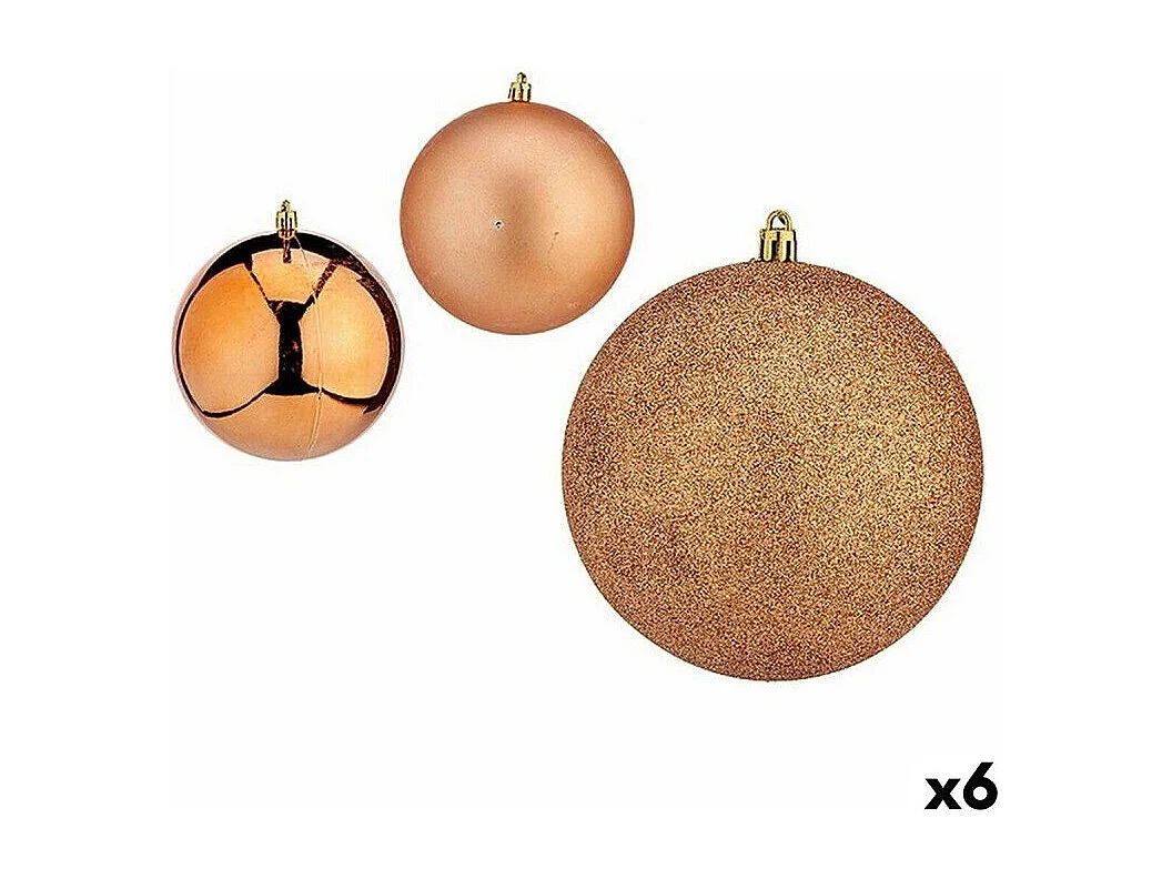 Set di palline di Natale in plastica color rame 12 x 13 x 12 cm (6 pezzi)