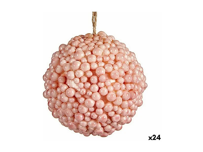 Boule de Noël Rose Plastique 8 x 8 x 8 cm (24 Unités)