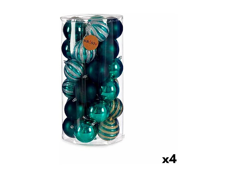 Lot de boules de Noël Bleu PVC 8 x 9 x 8 cm (4 Unités)