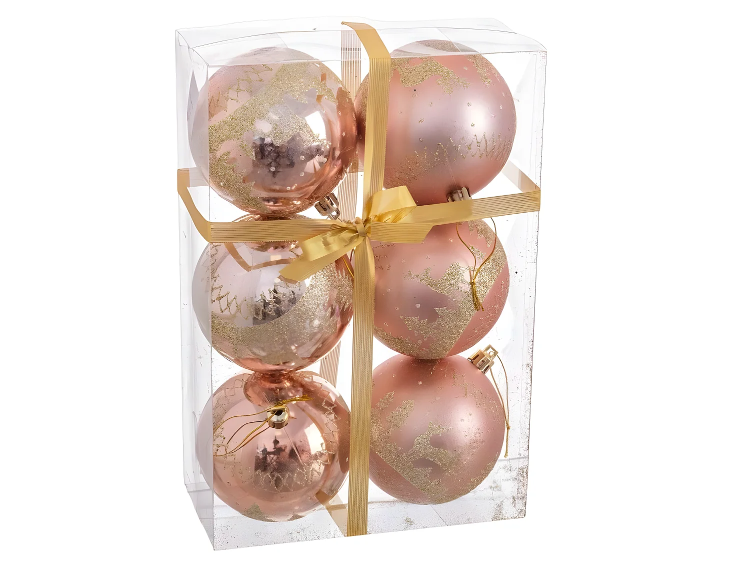 Boules de Noël Rose Plastique Cerf 8 x 8 x 8 cm (6 Unités)
