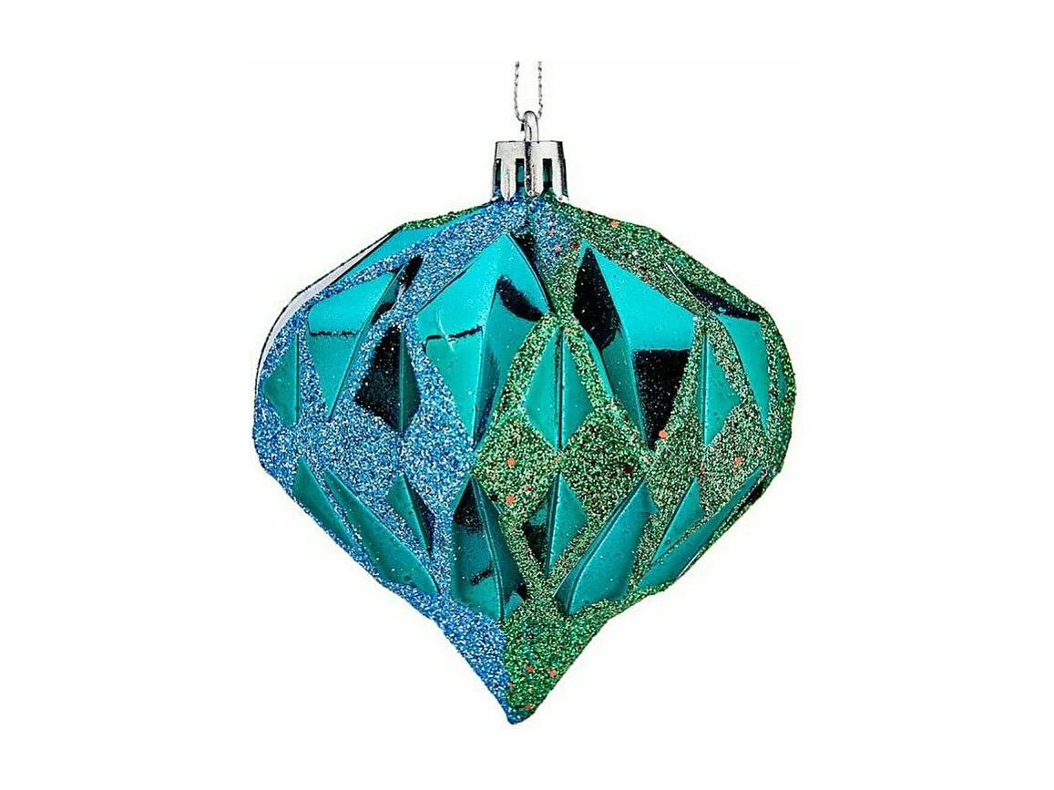 Lot de boules de Noël Diamant Bleu Plastique 8 x 9 x 8 cm (12 Unités)