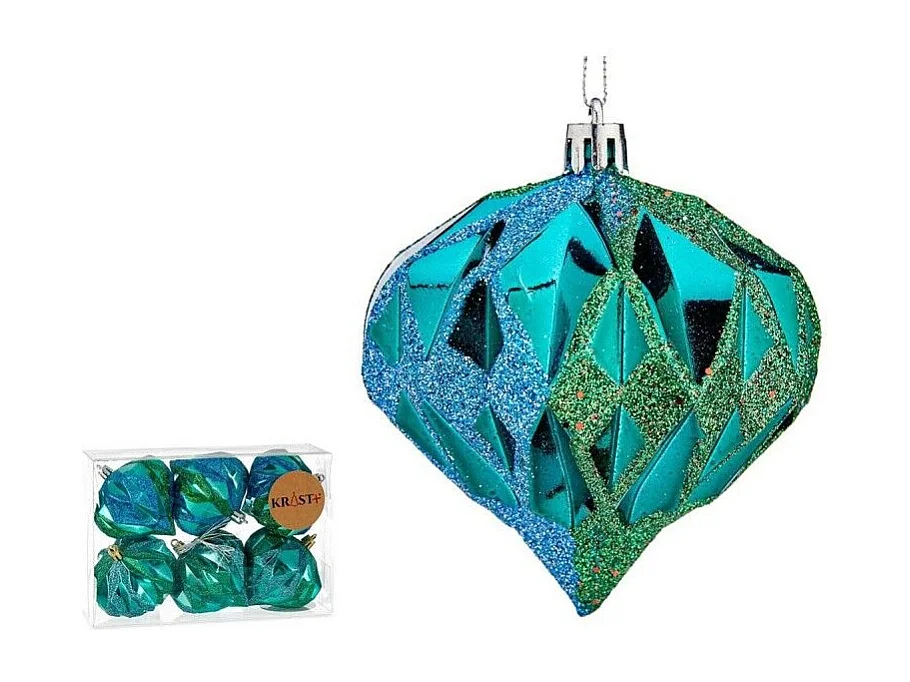 Lot de boules de Noël Diamant Bleu Plastique 8 x 9 x 8 cm (12 Unités)