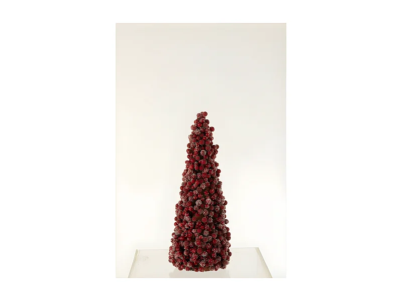 Cono di Natale di bacche in resina rossa 16x16x41 cm