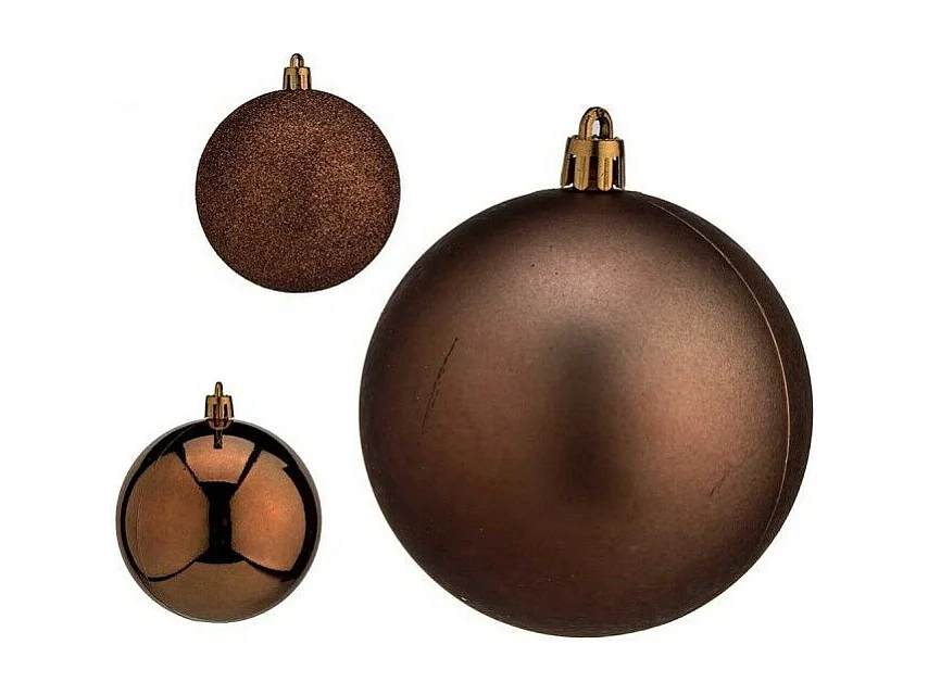 Lot de boules de Noël Marron Plastique Ø 8 cm 8 x 8 x 47 cm (24 Unités)
